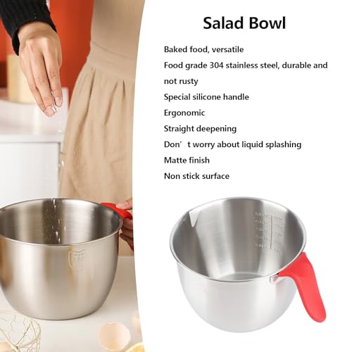 Tazón para mezclar acero inoxidable 3600 ml con mango antideslizante miniatura 3