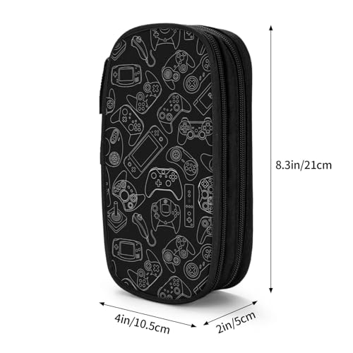 Image of Perinsto Video Game Controller Background Pencil Case Big Capacity Multi Compartment Stationery Box Gaming Gadgets Pencil Pouch Holder Desk Organizer For School Office Home, Black