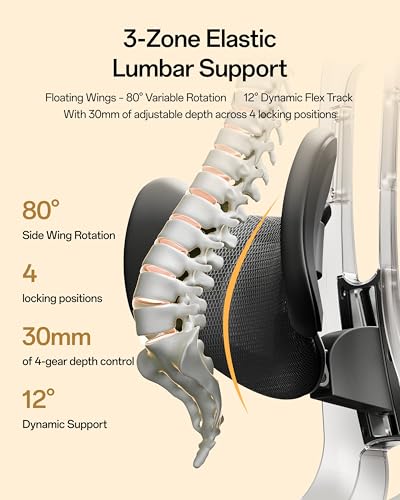 Image of Hbada E3 Air 2026 Ergonomic Office Chair, 3-Zone Lumbar Support, Comfy Home Office Chair with Auto Recline, 4D Headrest & Armrests, 140 Tilt for Work & Relax with Footrest, Black with Footrest
