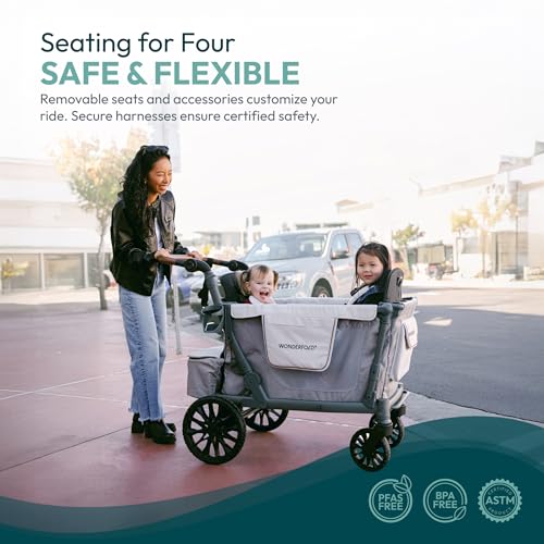 Image of WonderFold L2 Stroller Wagon, Aluminum Frame, 2 Seater, Gray