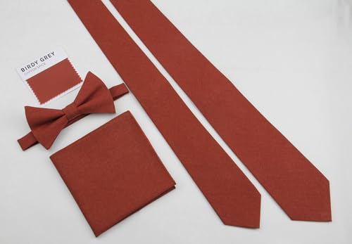 Image of Mens Solid Linen Ties - Slim Pattern Necktie for Men Wedding Groomsmen