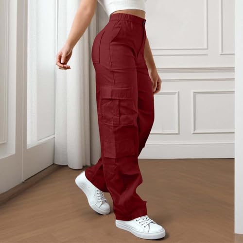 Cargo Pants for Women Casual High Waisted Hiking Pants Baggy Stretchy Wide Leg Multi-Pockets Streetwear Trousers2