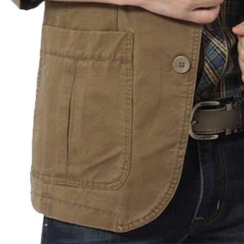 Men's Casual Three-Button Coat Lined Cotton Twill Suit Blazer Jacket Notch Lapel Vintage Jacket Sport Coat4