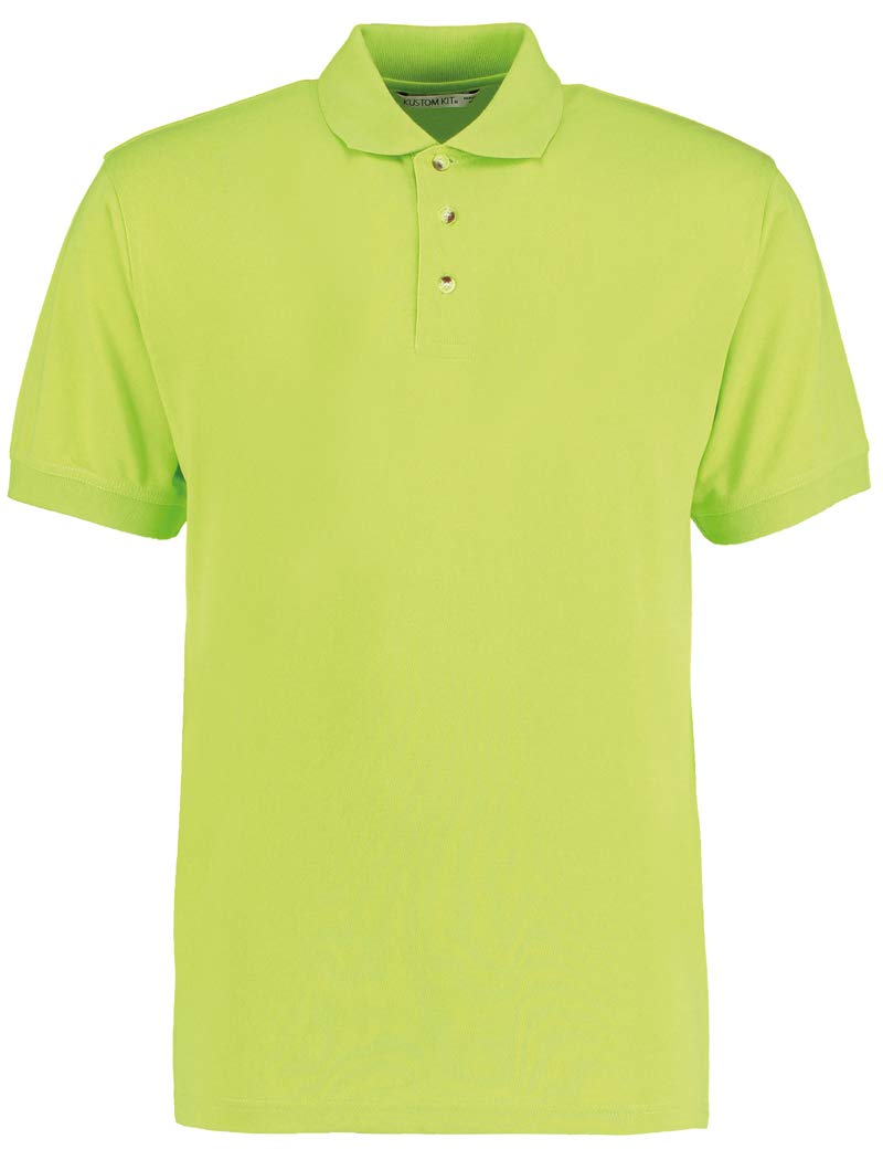 Kustom Kit Mens Short Sleeve Polo Shirts, Lime, Large. KK400