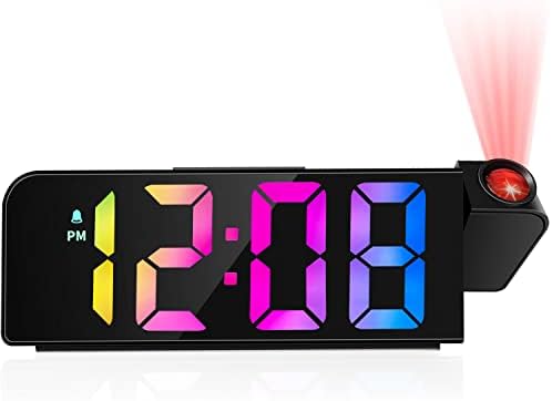 Yaboodn Projection Alarm Clock Digital for Bedrooms, LED Projection Clock with Date, Temp, Alarm and Memory Functions, Good for Home, School and Office Use, Corded Powered