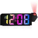 Yaboodn Projection Alarm Clock Digital for Bedrooms, LED Projection Clock with Date, Temp, Alarm and