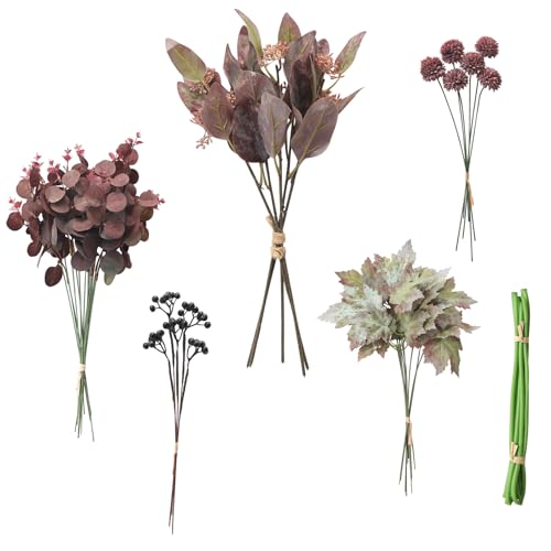 Floroom Artificial Greenery Stems Box Set, 36pcs with 5 Kinds