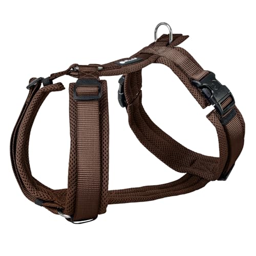 Petlando Hundegeschirr mit Mesh gepolstert, atmungsaktiv & robust, Y-Comfort Mokka L (Halsumf.46-80cm, Brustumf.56-82cm), Hunde Geschirr große Hunde