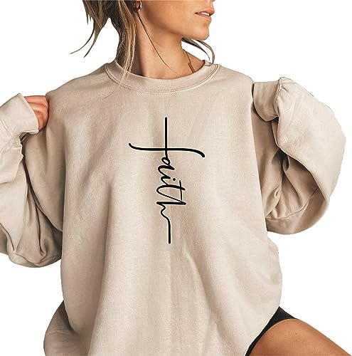 Faith Sweatshirt, Faith Gift, Christian Sweatshirt, Faith Cross Sweatshirt, Christian Gift, Love and Grace Shirt, Vertical Cross Sweatshirt