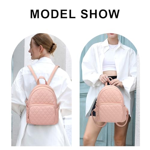 Image of Quilted Small Backpack for Women PU Leather Casual Handbag Daypack Purse | Stylish Quilted Design, water-resistant premium PU leather, matches all daily outfits, lightweight for everyday carry