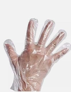 Disposable Gloves, Plastic Food Safe Polyethylene Work Gloves for Kitchen Cooking Cleaning Safety Food Handling Pack of 100