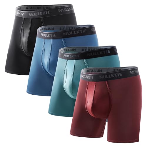 Nullktie Ultra Soft Boxer Briefs with Fly, Viscose Made from Bamboo Men's Underwear, Breathable Moisture Wicking No Ride Up
