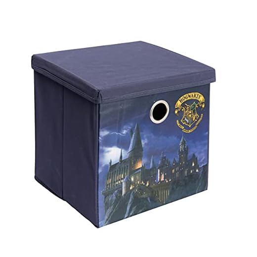 Harry Potter Hogwarts – barnförvaringslåda med lock barnrum leksakslåda perfekt för Kallax-hylla blå 28 x 28,5 x 28,5 cm