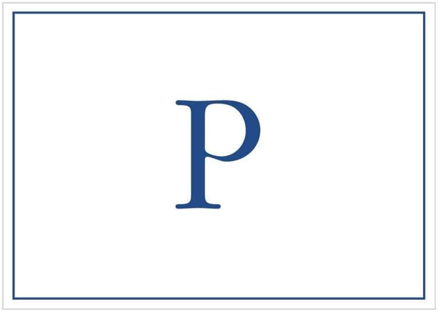 Caspari Navy Embossed Initials Boxed Note Cards in Letter P, 16 Cards & Envelopes