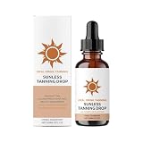 Loción autobronceadora – 60 ml Acelerador de bronceado líquido – Gotas autobronceadoras con efecto bronceador unisex para cara y cuerpo Uso diario en casa y viajes