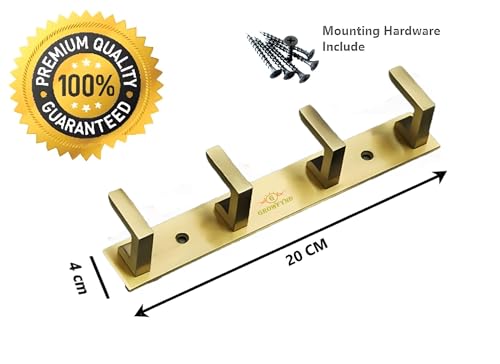 Image of Heavy Duty L Type Stainless Steel Cloth Hanger Suitable for Bathroom Bedroom Kitchen Wall Hook Rail Hanging Scarf Coat Keys Tie, Towel, Robe Hanger (Pack of 3, 4 Pin Antique)