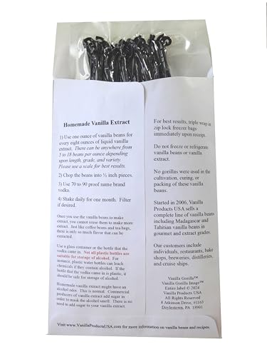 50 Tahitian Extract Grade B Natural Vanilla Beans 5~6" by Vanilla Products USA