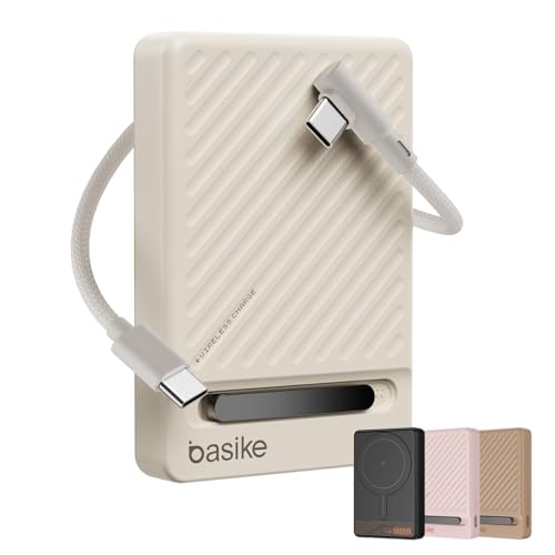 Basike, Power Bank Indução10000 mAh, Carregador Portatil Indução, Carregamento Rápido Máximo de 22,5W, Cabo USB-C