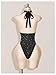 Milumia Women's Sparkly Deep V Neck Halter Bodysuit Sleeveless Tie Back Party Club Leotard Tops Black Large