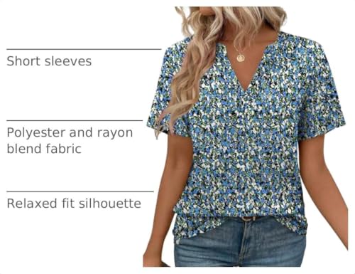 Image of WEESO Womens Tops Summer Short Sleeve V Neck Blouses Business Casual Loose Fit Tshirts Trendy Fashion Outfits
