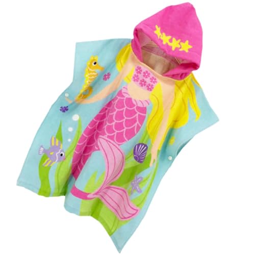 Toalla de playa con capucha de algodón ligera toalla poncho infantil sirena 2