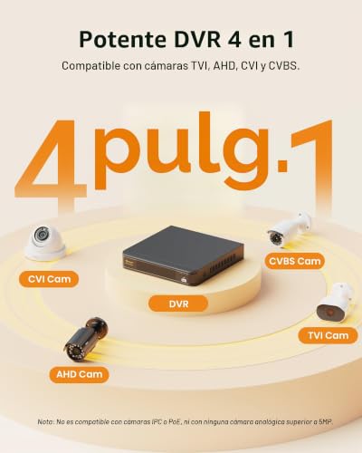 Miniatura 2 de Anlapus 1080p H.265 8 Canales Video Grabador De Vigilancia Dvr Para Kit De Cámaras De Seguridad, Detección De Movimiento, Acceso Remoto P2p