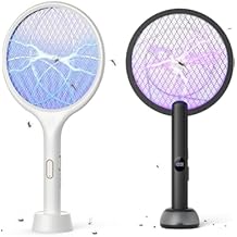 YISSVIC Electric Fly Swatter 4000V Bug Zapper Racket Dual Modes 2PCS with Purple Mosquito Light