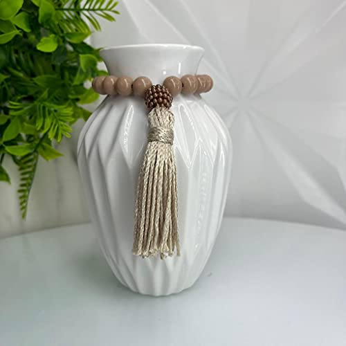 Vaso sala quarto branco moderno cerâmica + colar Japamala