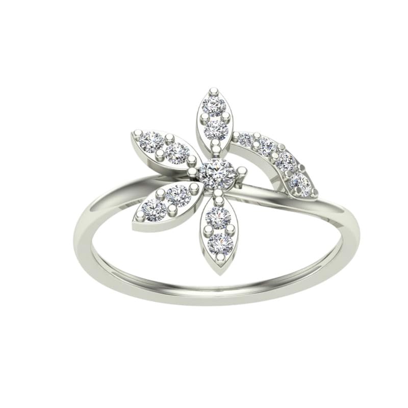 Image of DISHIS 18k White Gold Diamond Ring for Women-Size 13