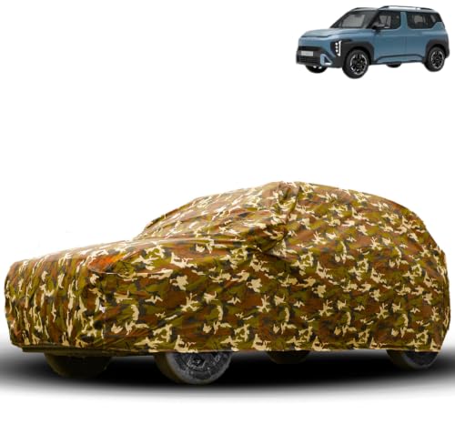 Image of Water Proof Car Body Cover Compatible for Kia Syros | Dust Proof, Heat Resistant | Ultra Surface Body Protection - (Military Jungle Print)