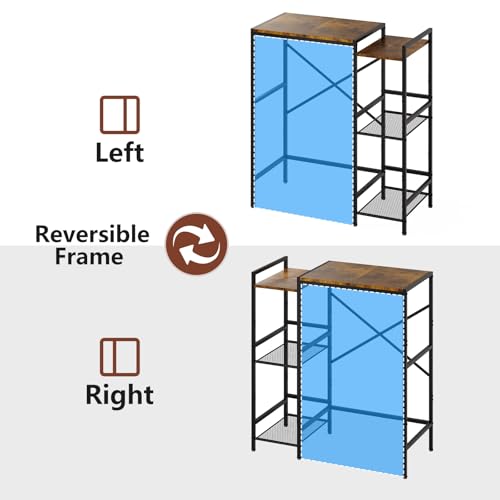 Image of Mini Fridge Stand with Storage Shelves Dorm Microwave Stand Reversible