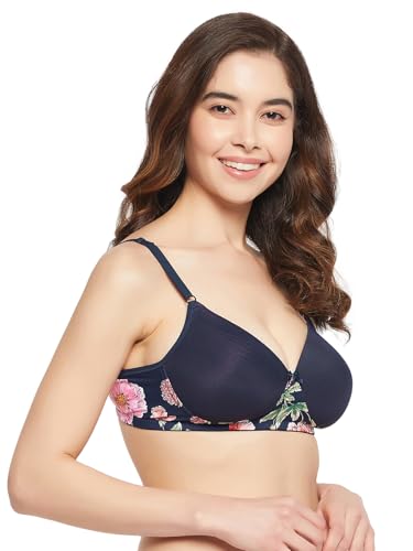 Image of Clovia Women's Powernet Padded Full Cup Wire Free T-Shirt Bra - Dark Blue