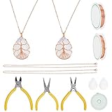 WEBEEDY Wire Wrapping Jewelry Making Kit,DIY 2 Wire Wrapped Tree of Life Chakra Pendant,Drop Shape...