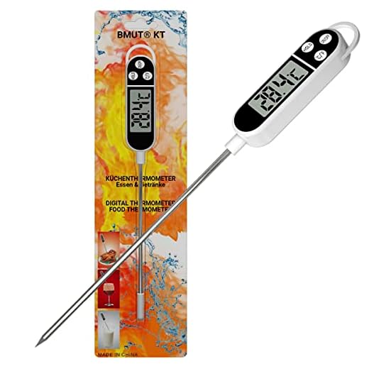1 thermomètre de cuisine (numérique) pour aliments et boissons (de -50 °C à +300 °C) BMUT KT, pour barbecue, viande, thé, eau