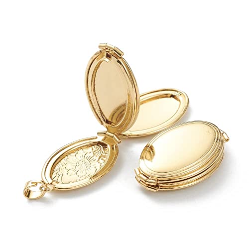 Plated Oval Photo Memory Locket Pendant Necklace With Chain