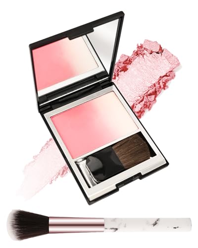 Blush Powder for Cheeks,Gradual Shimmer Pink Blusher Palette with Brush,Lightweight Buildable Color Blush Hightlighter Powder,Longlasting Waterproof Facial Makeup,Women's Day Gift for Women Girl-05#