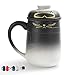 Kubek ceramiczny TEANAGOO z zaparzaczem do herbaty z pokrywką, 460 ML, gradient czarny do białego, koty i herbata, duży japoński zestaw kubków ceramicznych, kubek do herbaty z pokrywką,