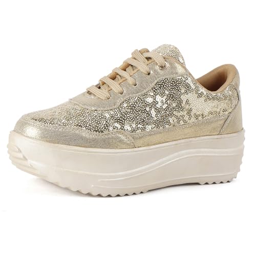 Image of Vendoz Women Casual High Heel Sneakers I Cushioned Insole I All Day Comfortable I Lightweight and Stylish Shoes for Girls CNV4026