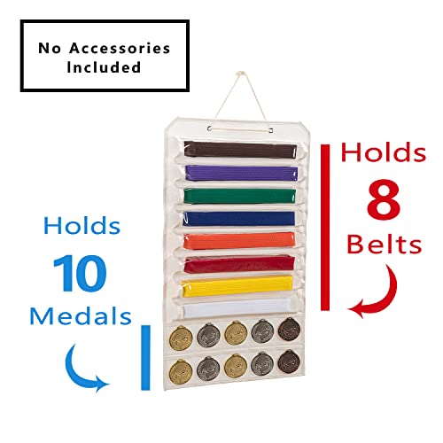 Viseman Karate Martial Arts Belts Storage, Hanging Taekwondo Belt Holder Wall Mount Display For 8 Belts,Hold 10 Medals #TOP1