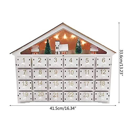 Houten Huis Kerst Countdown Adventskalender met 24 laden LED Licht Decor Countdown tot Kerstmis - Image 4