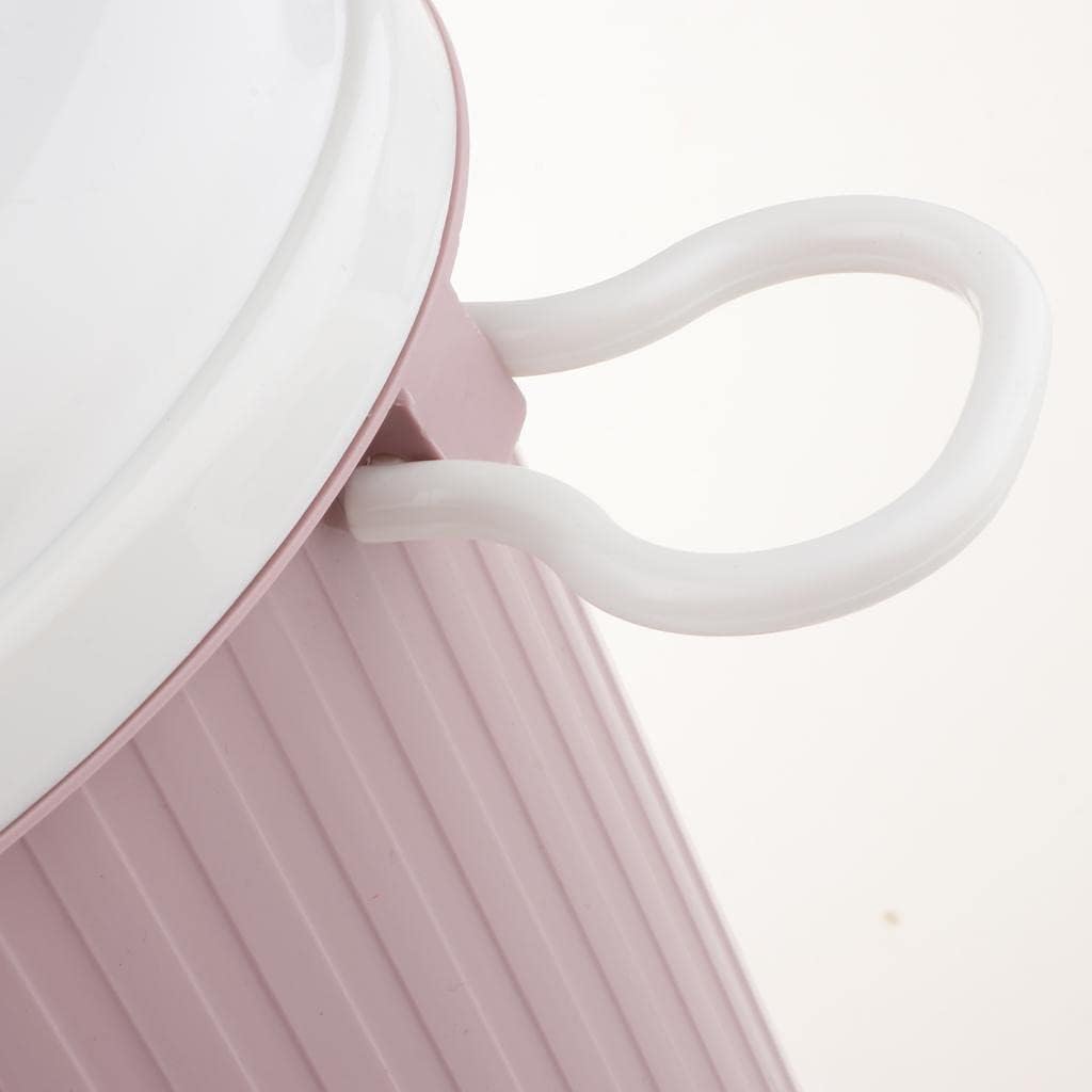 Modern Touch Kitchen Trash Can Flip Lid Press Type Wasterpaper Bin for Large or Small Families, Plastic Rubbish Bin with Handles - Pink S