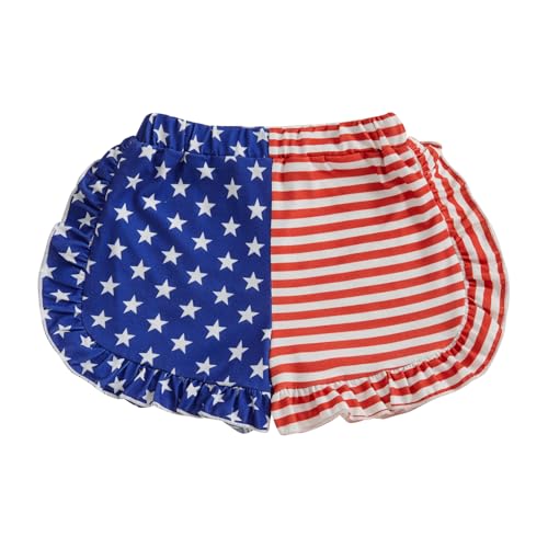 Toddler Girl Summer Shorts Independence Day Baby Girl Bloomers Star Stripe Print 4th of July Kids Bottoms (Red, 3-4 Years)