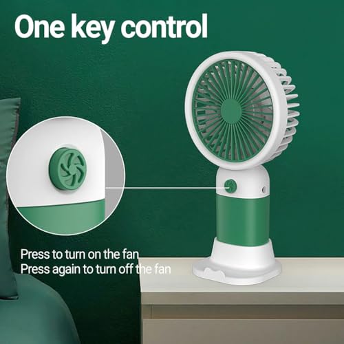 Image of MIRADH Mini Handheld Fan (Upto 6 Hours Running) Rechargeable 2000 Mah Battery Operated Portable Fan, Desk Fan, Carry It Anywhere (Green)