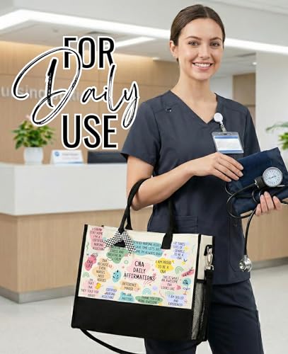 Image of InnoBeta CNA Week Gifts Canvas Tote Bag for Women, Females for Work, CNA Appreciation Accessories Gifts