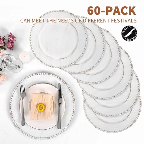 Platos cargadores plásticos vintage blancos pack x60 33 cm miniatura 4