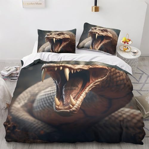Housse de couette serpent motif 3D drap de lit microfibre 200x200 cm - 2