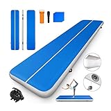 RPOLY Airtrack Gymnastikmatte Tumbling Matte, 3m / 5m / 10m Luft Floor Mat Avec Pompe Electrique für Gymnastik, Yoga, Training und Parkour zu Hause,Blue_500x100x10cm