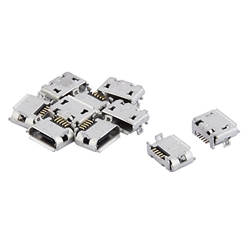 uxcell Micro USB Type B 5 Pin Female Charging Port Dock Jack Connector 10 Pcs