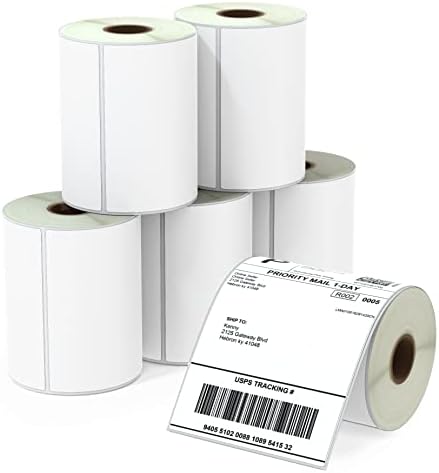 BETCKEY - 102mm x 127mm(4 in x 5 in) Large Shipping & Multipurpose Thermal Labels, 350 Perforated Labels per Roll Compatible with Zebra & More Printers [10 Roll/3500 Labels]