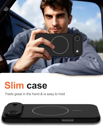 Image of Magnetic for iPhone Air Case,Shockproof Matte Cover,Black Matte | with Screen Protector,Compatible with MagSafe,Military Grade Drop Protection,Full Camera Protection,Non-Slip Design Case
